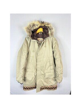 Vintage Canada North Down Parka Faux Fur Hood Tan Mens Size 40 Heavy Winter Coat